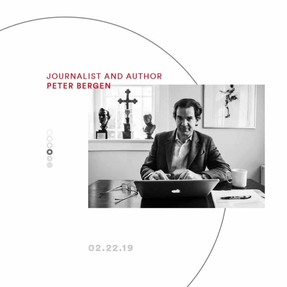 A man sits at a desk with a laptop, looking at the camera. Behind him are sculptures and a cross on a windowsill. The text reads "Journalist and Author."