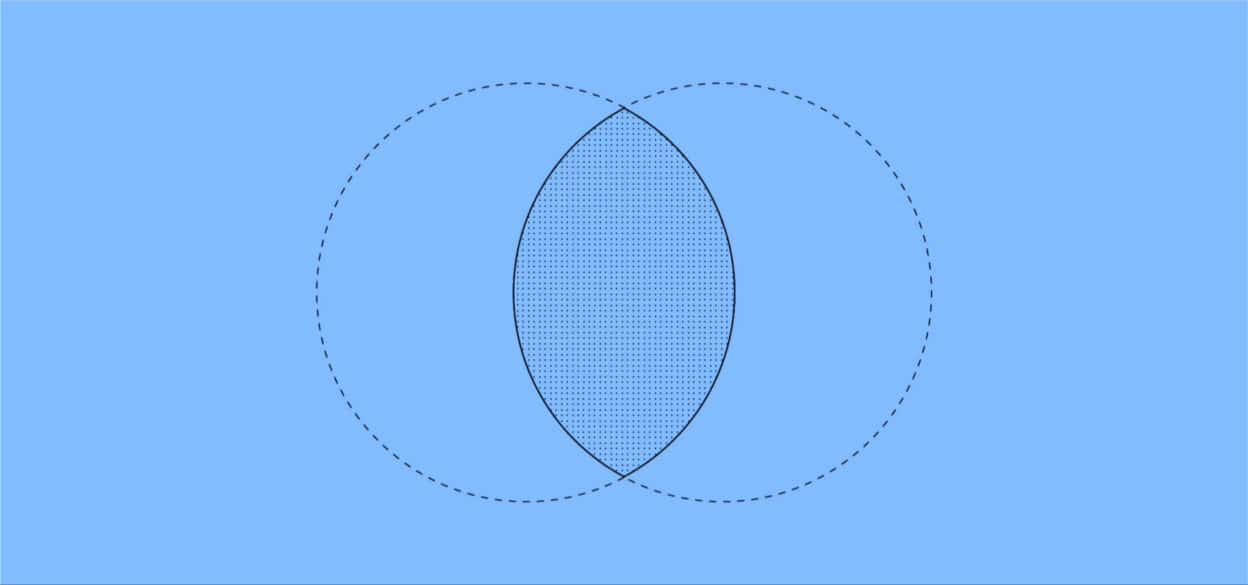 Blue diagram of two overlapping dashed circles, with a dotted central intersection labeled “Brand Trust,” suggesting shared confidence and connection.